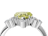 White gold Fancy Yellow Heart Cut Brilliant Diamond with Cluster Setting on a Beaded Band and Four-Prong Setting_4