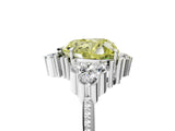 White gold Fancy Yellow Heart Cut Brilliant Diamond with Cluster Setting on a Beaded Band and Four-Prong Setting_5