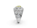 White gold Fancy Yellow Heart Cut Brilliant Halo Pave Diamond Milgrain Ring_2