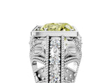 White gold Fancy Yellow Heart Cut Brilliant Milgrain Filigree Diamond Ring with Square Prong Setting_5