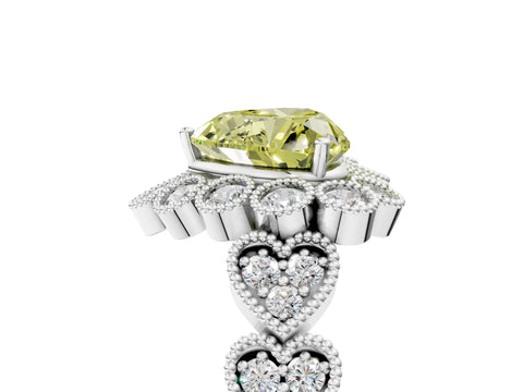 White gold Fancy Yellow Heart Cut Brilliant Milgrain Pave Heart Band Solitaire Ring_17