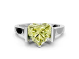 White gold Fancy Yellow Heart Cut Brilliant Solitaire Diamond Ring with Channel Set Band and Bar Prong Setting_6