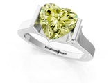 White gold Fancy Yellow Heart Cut Brilliant Solitaire Diamond Ring with Channel Set Band and Bar Prong Setting_7