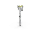 White gold Fancy Yellow Heart Cut Brilliant Split Shank Pave Solitaire Ring with Four-Prong Setting_2