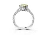 White gold Fancy Yellow Heart Cut Brilliant Split Shank Pave Solitaire Ring with Four-Prong Setting_3