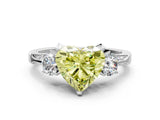 White gold Fancy Yellow Heart Cut Brilliant Three-Stone Diamond Ring with Pavé Band and Four-Prong Setting_15