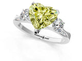 White gold Fancy Yellow Heart Cut Brilliant Three-Stone Diamond Ring with Pavé Band and Four-Prong Setting_16