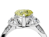 White gold Fancy Yellow Heart Cut Brilliant Three-Stone Diamond Ring with Pavé Band and Four-Prong Setting_19