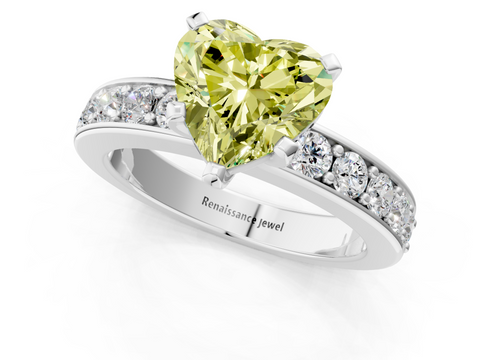 White gold Fancy Yellow Heart  Cut Channel Set Diamond Engagement Ring with Four-Prong Setting_258