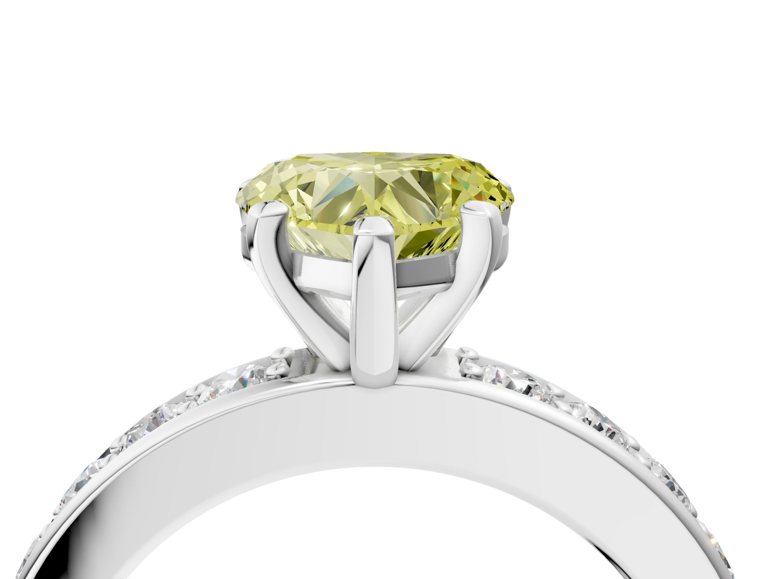 White gold Fancy Yellow Heart  Cut Channel Set Diamond Engagement Ring with Four-Prong Setting_261