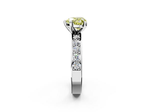 White gold Fancy Yellow Heart  Cut Channel Set Diamond Engagement Ring with Four-Prong Setting
