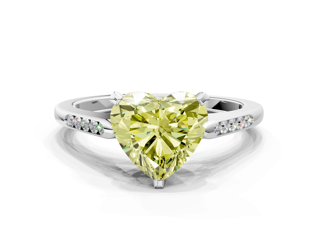 White gold Fancy Yellow Heart  Cut Channel Set Solitaire Engagement Ring with Four-Prong Setting_242