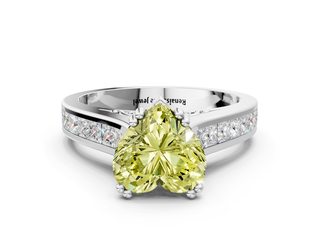 White gold Fancy Yellow Heart  Cut Channel Set Solitaire Engagement Ring with Prong Setting_20
