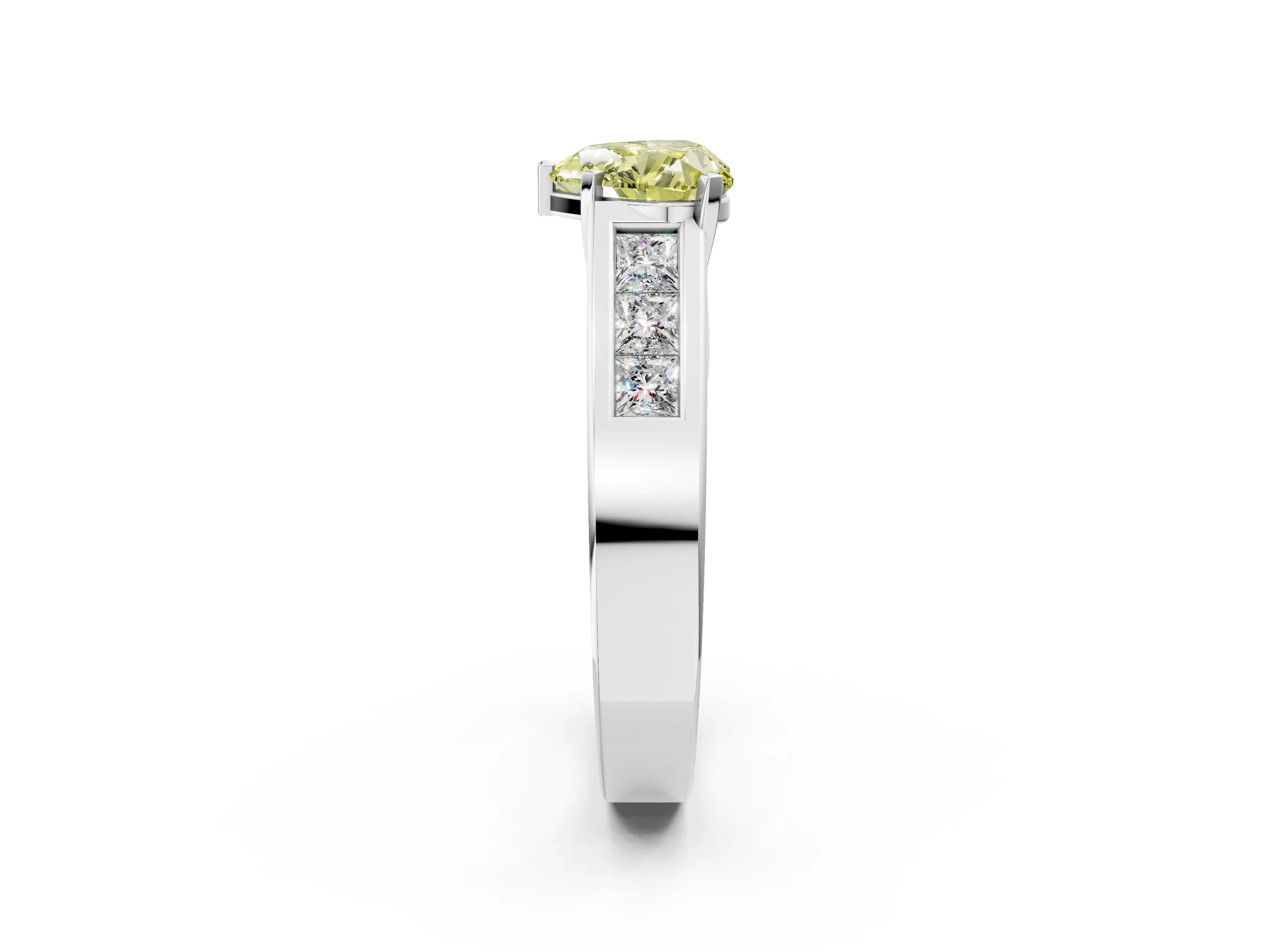 White gold Fancy Yellow Heart Cut Cut Channel Set Solitaire Ring with Four-Prong Setting_14