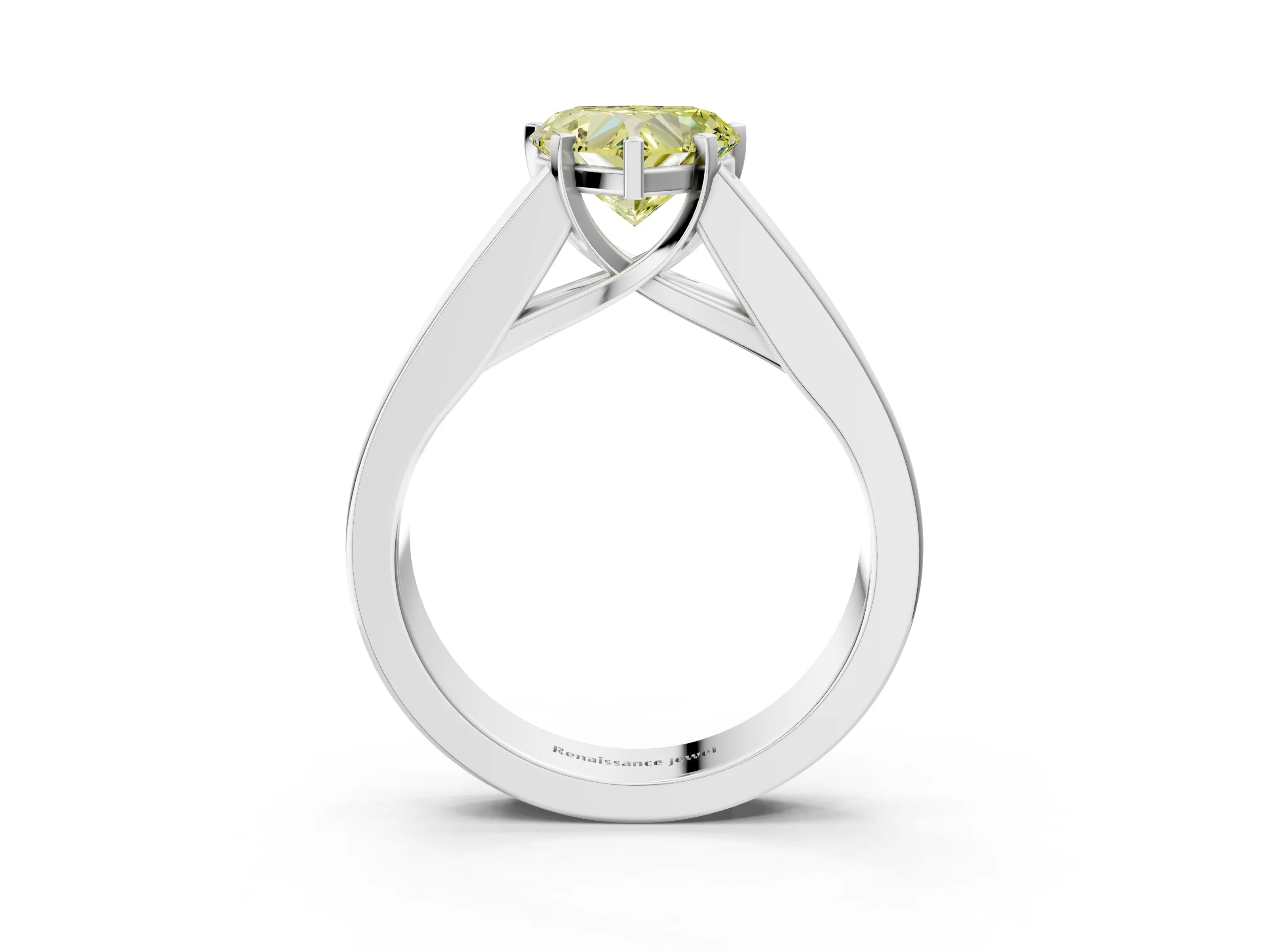 White gold Fancy Yellow Heart Cut Cut Channel Set Solitaire Ring with Four-Prong Setting_15