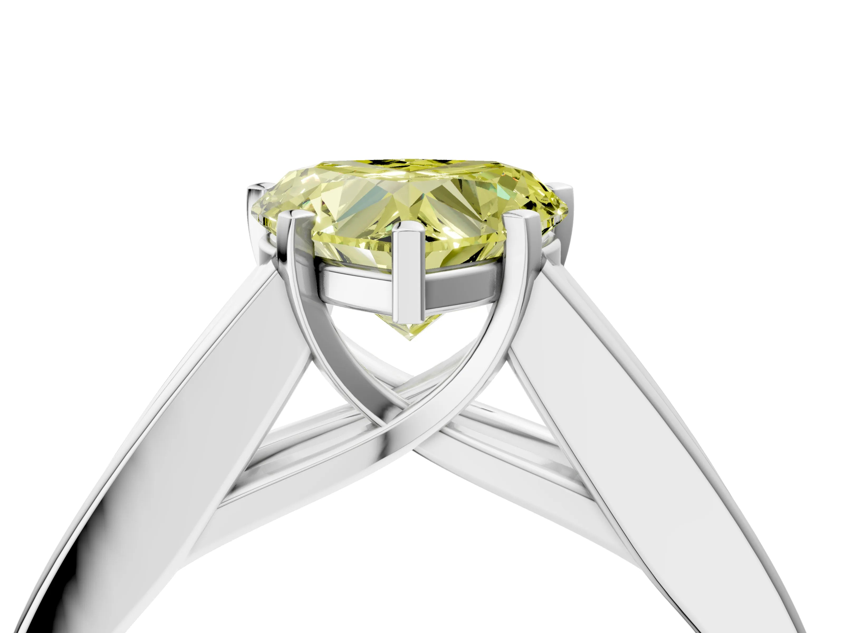 White gold Fancy Yellow Heart Cut Cut Channel Set Solitaire Ring with Four-Prong Setting_16