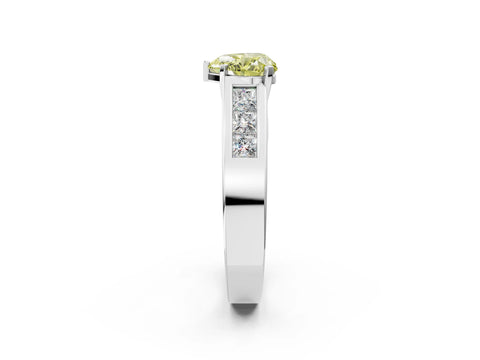 White gold Fancy Yellow Heart Cut Cut Channel Set Solitaire Ring with Four-Prong Setting_2