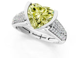 White gold Fancy Yellow Heart Cut Cut Diamond Channel Set Pave Band with Tension Prong Setting_1