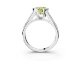 White gold Fancy Yellow Heart Cut Cut Diamond Channel Set Pave Band with Tension Prong Setting_3