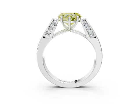 White gold Fancy Yellow Heart Cut Cut Diamond Channel Set Solitaire Ring with Four-Prong Setting_111