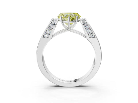 White gold Fancy Yellow Heart Cut Cut Diamond Channel Set Solitaire Ring with Four-Prong Setting_147