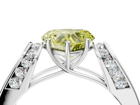 White gold Fancy Yellow Heart Cut Cut Diamond Channel Set Solitaire Ring with Four-Prong Setting_148