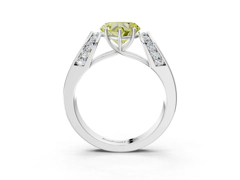 White gold Fancy Yellow Heart Cut Cut Diamond Channel Set Solitaire Ring with Four-Prong Setting_183