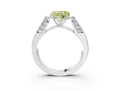 White gold Fancy Yellow Heart Cut Cut Diamond Channel Set Solitaire Ring with Four-Prong Setting_231