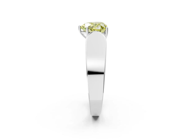 White gold Fancy Yellow Heart Cut Cut Diamond Channel Set Solitaire Ring with Four-Prong Setting