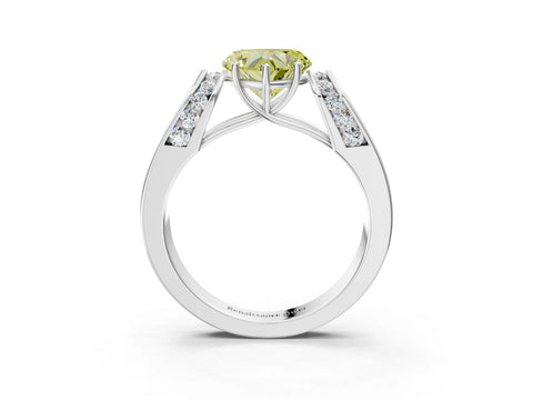 White gold Fancy Yellow Heart Cut Cut Diamond Channel Set Solitaire Ring with Four-Prong Setting_3