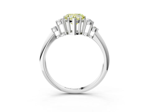 White gold Fancy Yellow Heart Cut Cut Diamond Cluster Ring with Solitaire Band and Four-Prong Setting_15