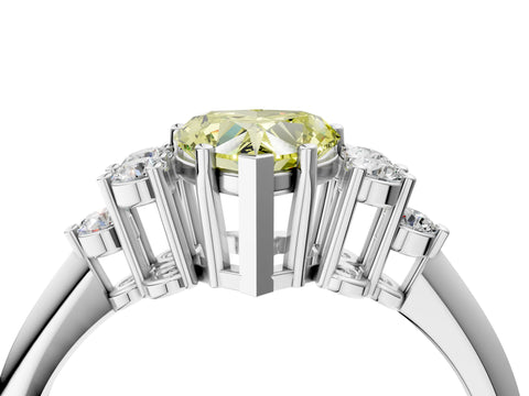 White gold Fancy Yellow Heart Cut Cut Diamond Cluster Ring with Solitaire Band and Four-Prong Setting_16