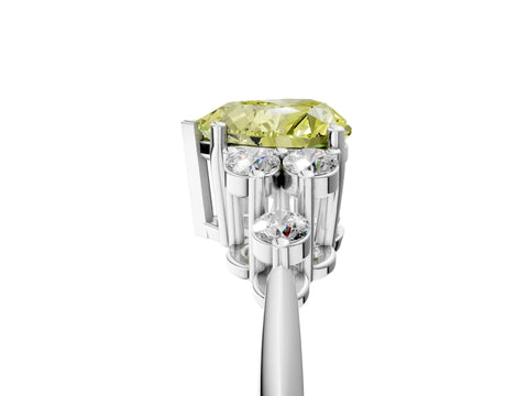 White gold Fancy Yellow Heart Cut Cut Diamond Cluster Ring with Solitaire Band and Four-Prong Setting_17