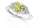 White gold Fancy Yellow Heart Cut Cut Diamond Cluster Ring with Solitaire Band and Four-Prong Setting_37
