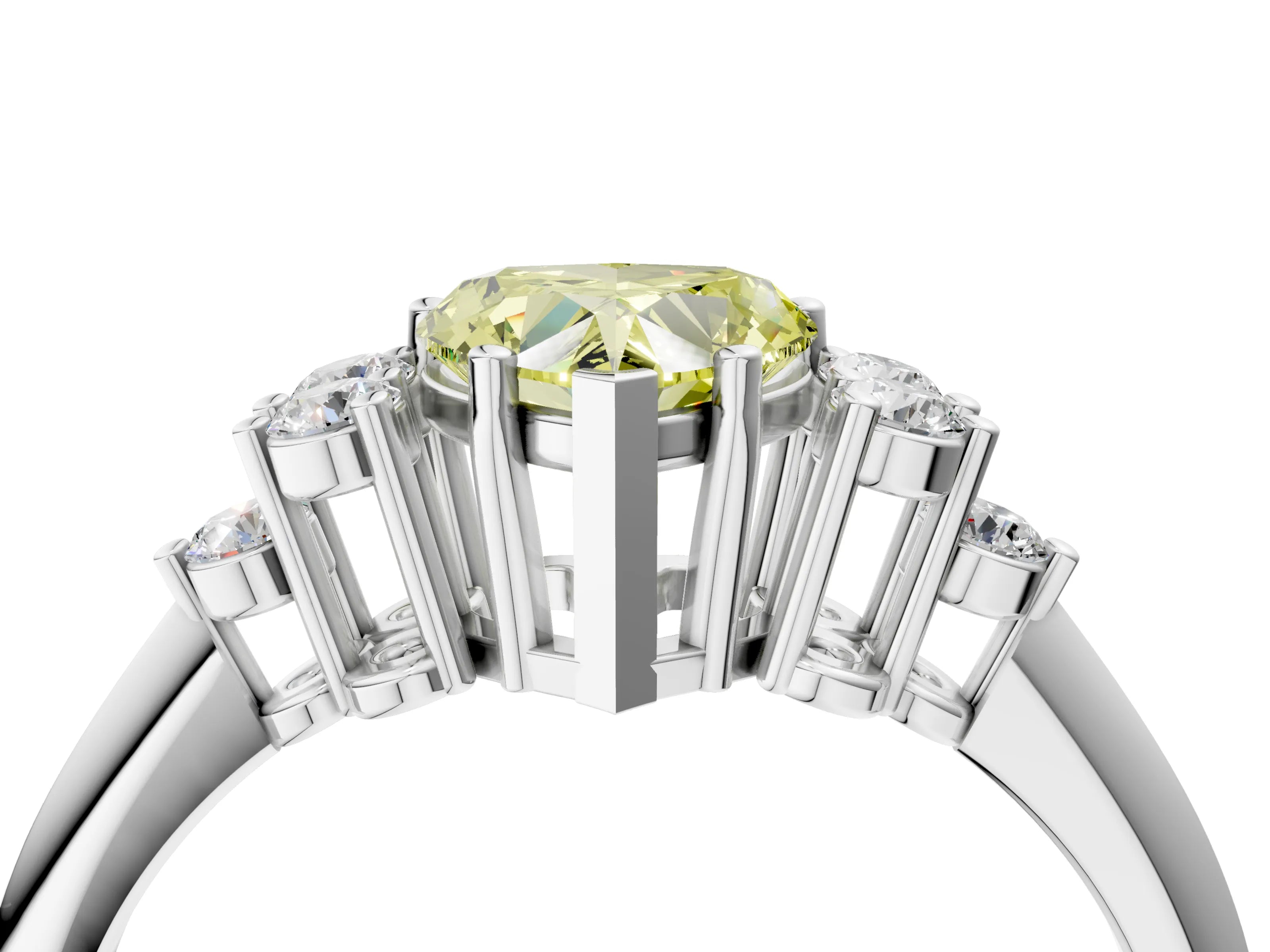 White gold Fancy Yellow Heart Cut Cut Diamond Cluster Ring with Solitaire Band and Four-Prong Setting_40