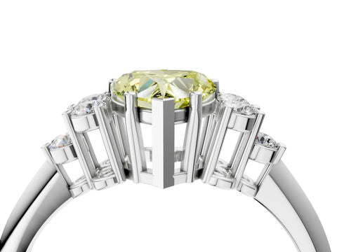White gold Fancy Yellow Heart Cut Cut Diamond Cluster Ring with Solitaire Band and Four-Prong Setting_40