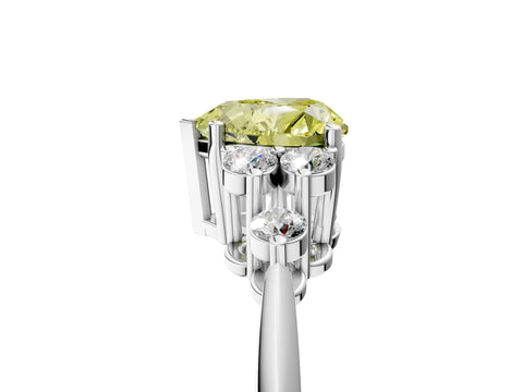 White gold Fancy Yellow Heart Cut Cut Diamond Cluster Ring with Solitaire Band and Four-Prong Setting_41