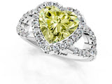 White gold Fancy Yellow Heart Cut Cut Diamond Halo Engagement Ring with Open Split Pavé Band_1