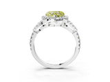 White gold Fancy Yellow Heart Cut Cut Diamond Halo Engagement Ring with Open Split Pavé Band_3
