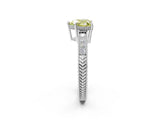 White gold Fancy Yellow Heart Cut Cut Diamond Milgrain Pave Band Four-Prong Setting Ring_17