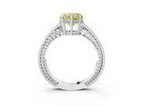 White gold Fancy Yellow Heart Cut Cut Diamond Milgrain Pave Band Four-Prong Setting Ring_18