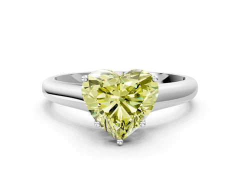 White gold Fancy Yellow Heart Cut Cut Diamond Solitaire Engagement Ring with Tapered Plain Band and Four-Prong Setting_12