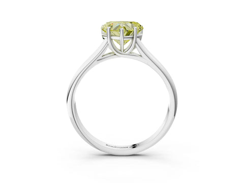 White gold Fancy Yellow Heart Cut Cut Diamond Solitaire Engagement Ring with Tapered Plain Band and Four-Prong Setting_3