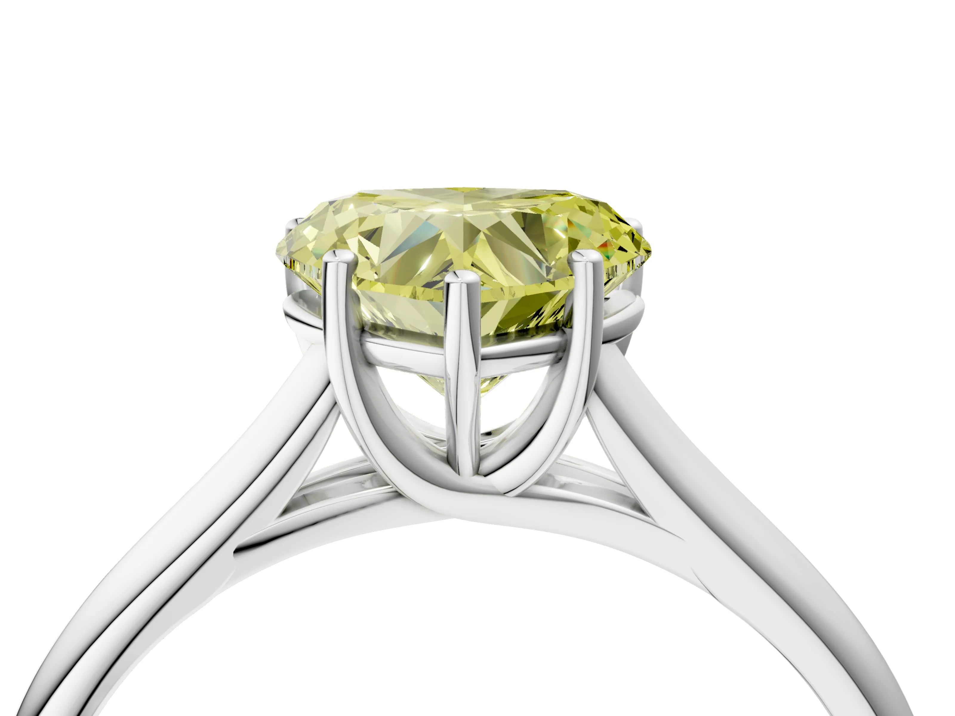White gold Fancy Yellow Heart Cut Cut Diamond Solitaire Engagement Ring with Tapered Plain Band and Four-Prong Setting_4
