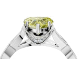 White gold Fancy Yellow Heart Cut Cut Diamond Twisted Band with Milgrain Pave Setting and Four-Prong Setting_16