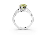 White gold Fancy Yellow Heart Cut Cut Diamond Twisted Band with Milgrain Pave Setting and Four-Prong Setting_3