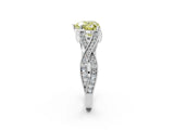 White gold Fancy Yellow Heart Cut Cut Diamond Twisted Band with Milgrain Pave Setting and Four-Prong Setting_8