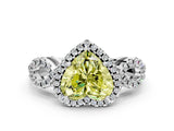 White gold Fancy Yellow Heart Cut Cut Halo Diamond Infinity Band with Four-Prong Setting