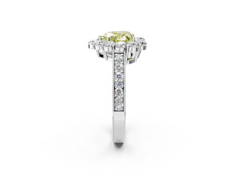 White gold Fancy Yellow Heart Cut Cut Halo Diamond Pavé Engagement Ring with Milgrain Detailing_14