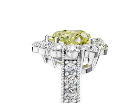 White gold Fancy Yellow Heart Cut Cut Halo Diamond Pavé Engagement Ring with Milgrain Detailing_17